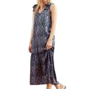 NWOT Banana Republic tie-shoulder drop-waist blue & pink print maxi dress XL